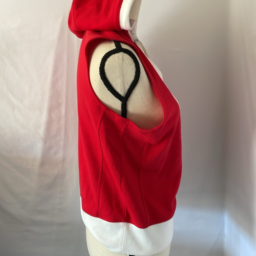 Tommy Hilfiger sport red hooded vest style top V-neck size small - Picture 3 of 7